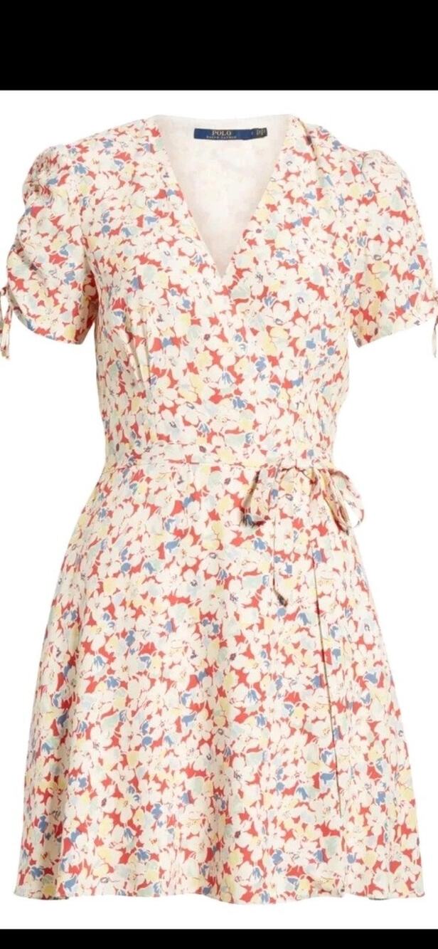 Polo Ralph Lauren Womens Size 6 Floral Crepe Wrap Dress Excellent pre-owned $268